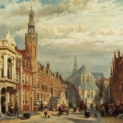View of the town hall and St Lawrence Church in Alkmaar